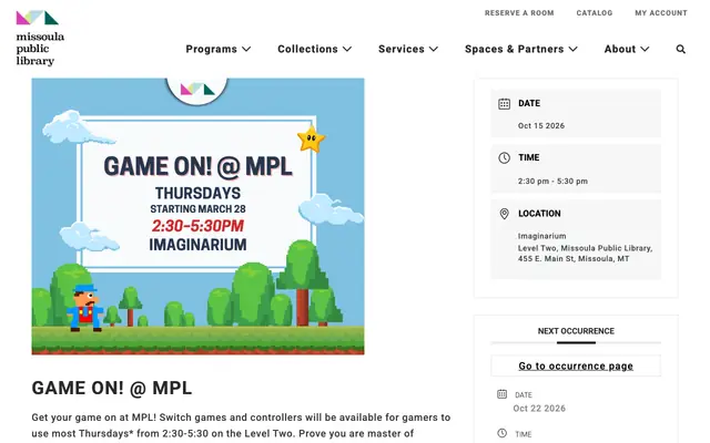 Screenshot of missoulapubliclibrary.org