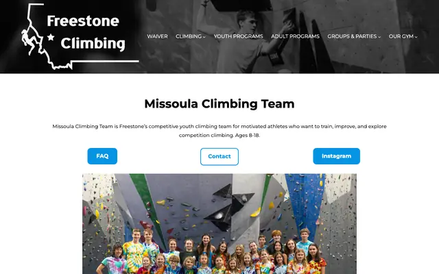 Screenshot of freestoneclimbing.com