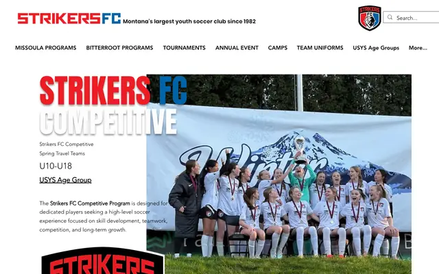 Screenshot of strikersfcmt.org