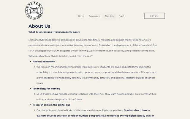 Screenshot of montanahybridacademy.com