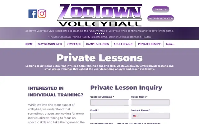 Screenshot of ztvolleyball.com