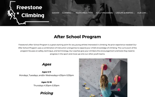 Screenshot of freestoneclimbing.com