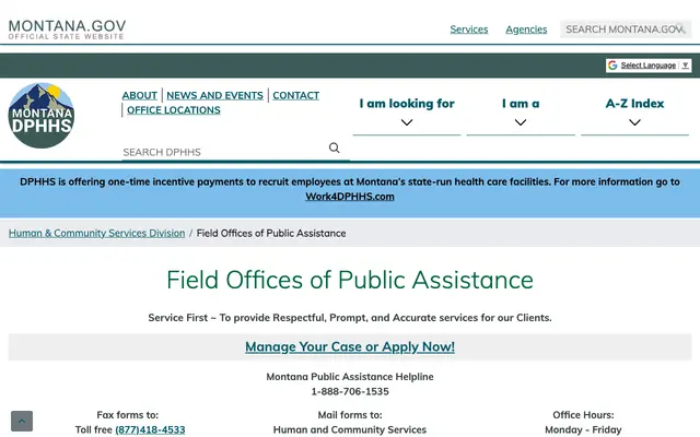 Screenshot of dphhs.mt.gov