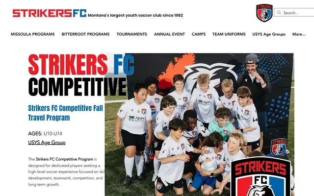 Screenshot of strikersfcmt.org