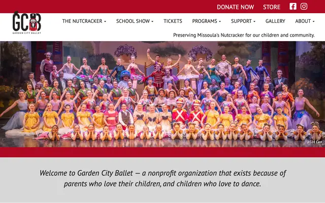 Screenshot of gardencityballet.org