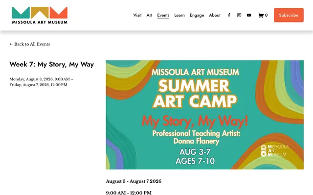 Screenshot of missoulaartmuseum.org
