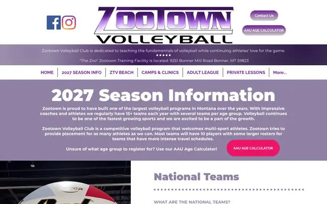 Screenshot of ztvolleyball.com