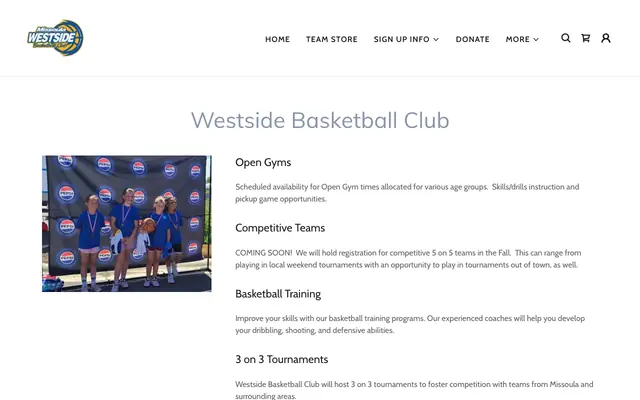 Screenshot of westsidebballclub.com