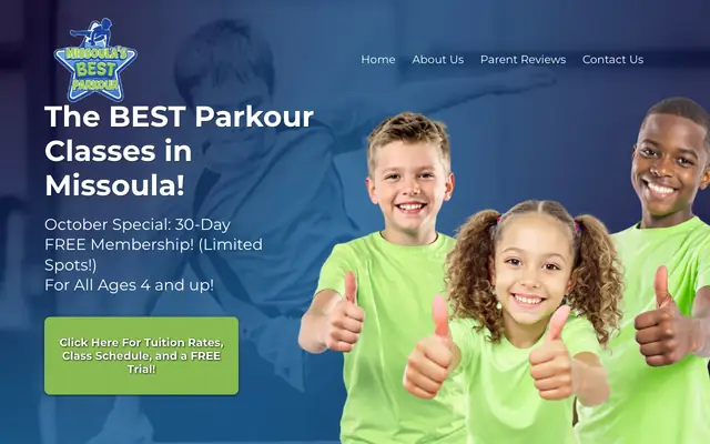 Screenshot of missoulaparkour.com