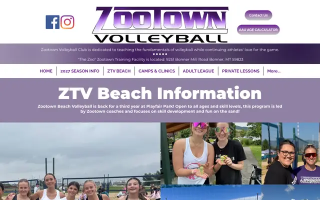 Screenshot of ztvolleyball.com