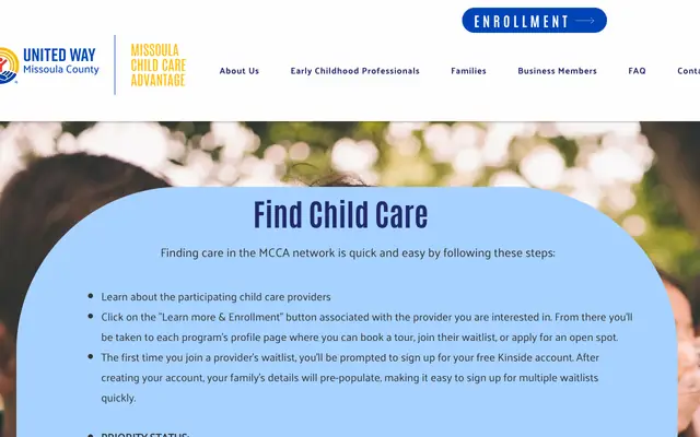Screenshot of missoulachildcareadvantage.com