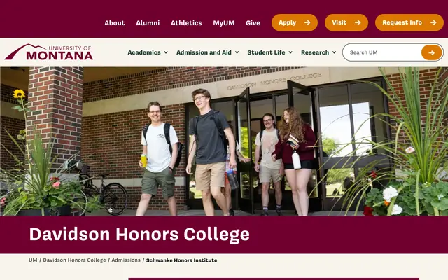 Screenshot of umt.edu