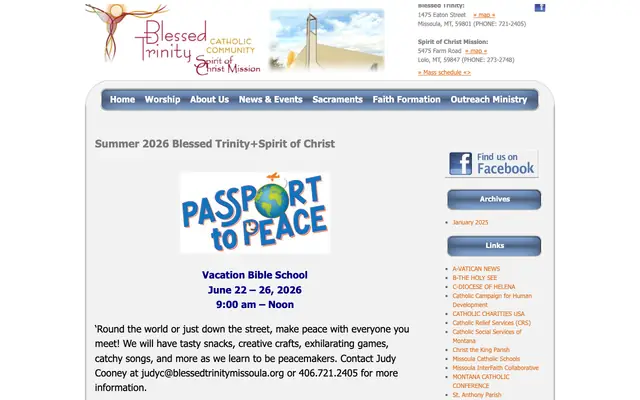 Screenshot of blessedtrinitymissoula.org