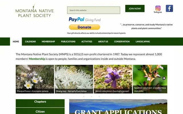 Screenshot of mtnativeplants.org