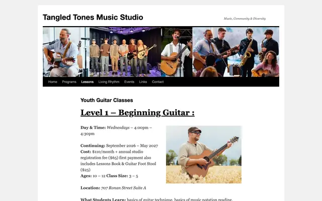 Screenshot of tangledtones.com