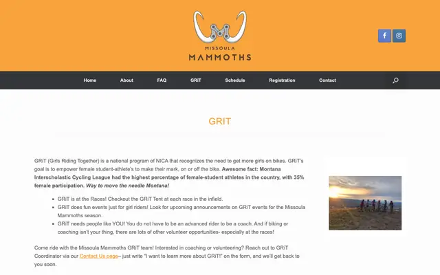 Screenshot of missoulamammoths.com