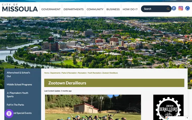 Screenshot of missoulaparks.org