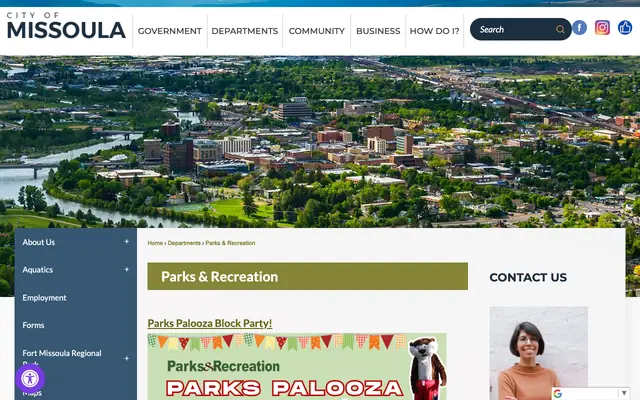 Screenshot of missoulaparks.org