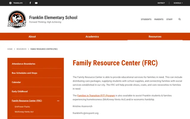 Screenshot of franklin.mcpsmt.org