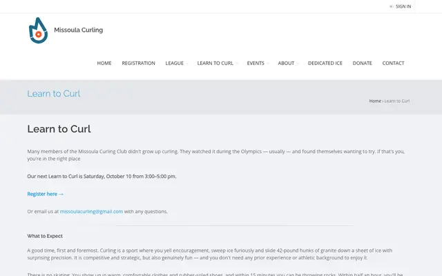 Screenshot of missoulacurlingclub.com