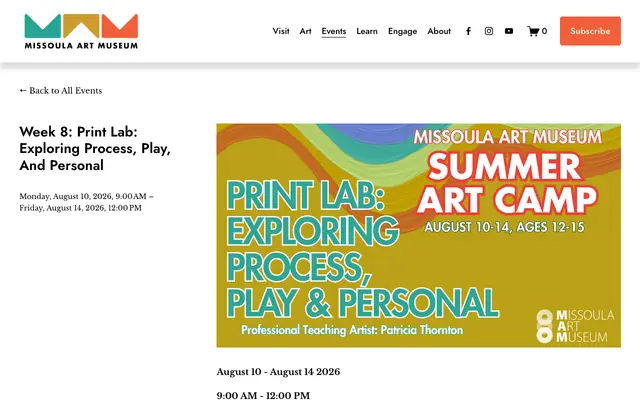 Screenshot of missoulaartmuseum.org