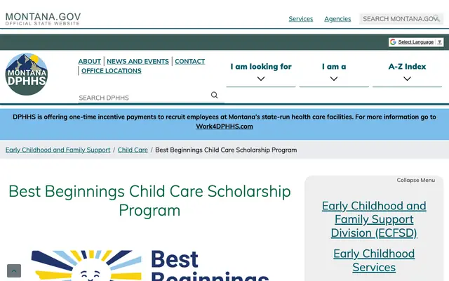 Screenshot of dphhs.mt.gov