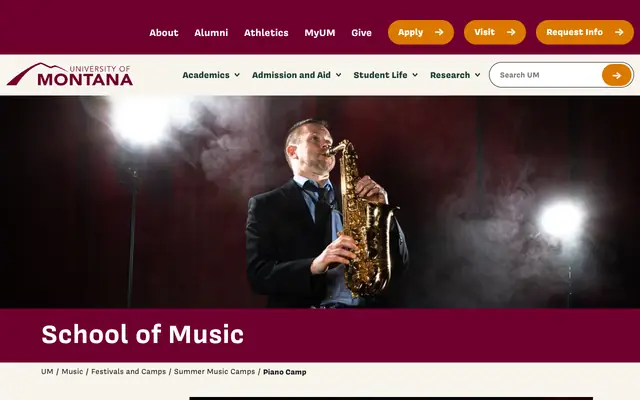 Screenshot of umt.edu