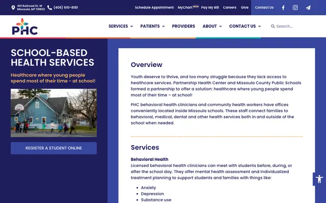 Screenshot of partnershiphealthcenter.org