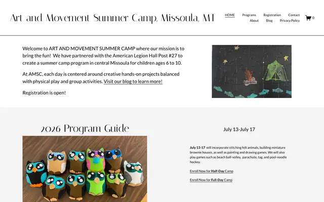 Screenshot of artandmovementmt.com