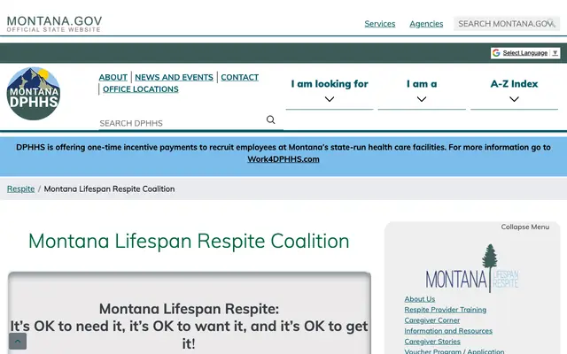 Screenshot of dphhs.mt.gov