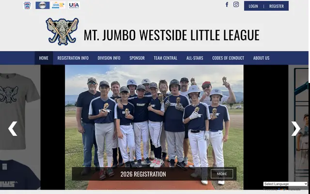 Screenshot of mjwslittleleague.org