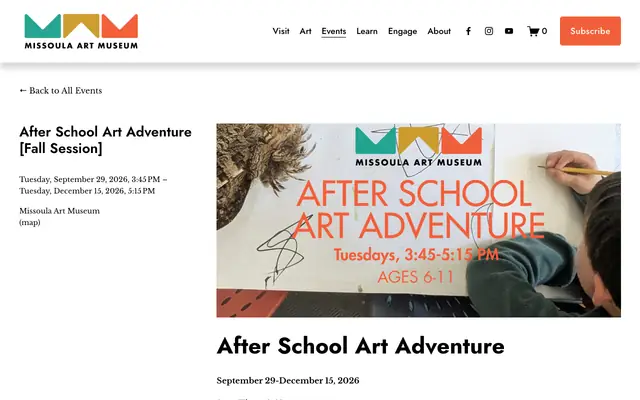 Screenshot of missoulaartmuseum.org