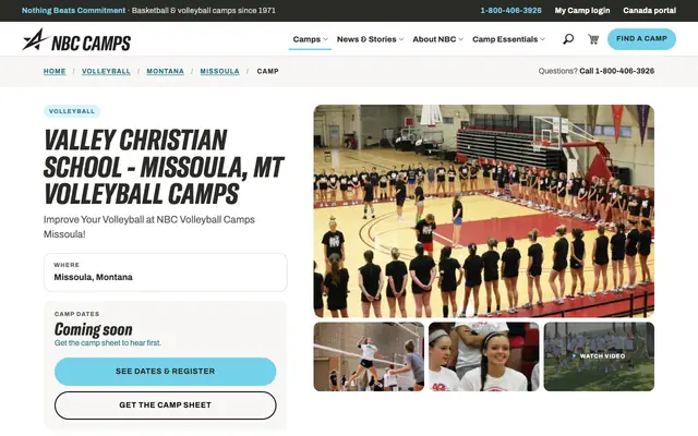 Screenshot of nbccamps.com