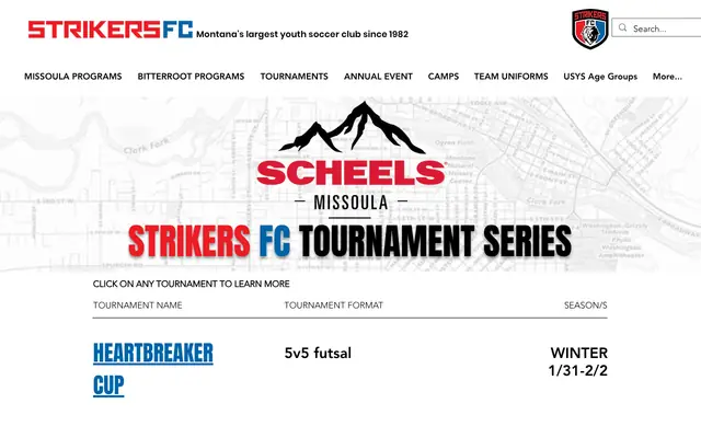 Screenshot of strikersfcmt.org