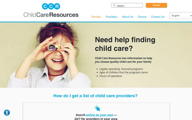 Screenshot of childcareresources.org