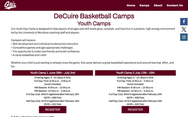 Screenshot of montanabasketballcamps.com