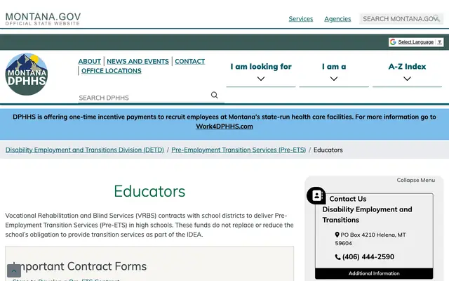Screenshot of dphhs.mt.gov