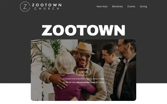 Screenshot of zootownchurch.com