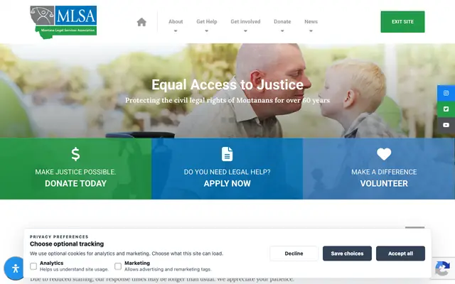 Screenshot of mtlsa.org
