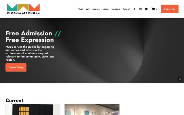 Screenshot of missoulaartmuseum.org