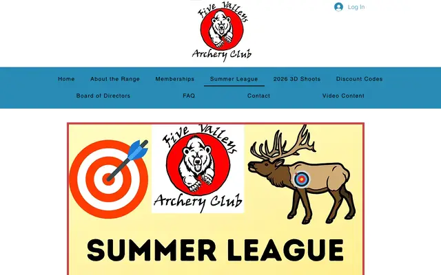 Screenshot of fivevalleysarcheryclub.com