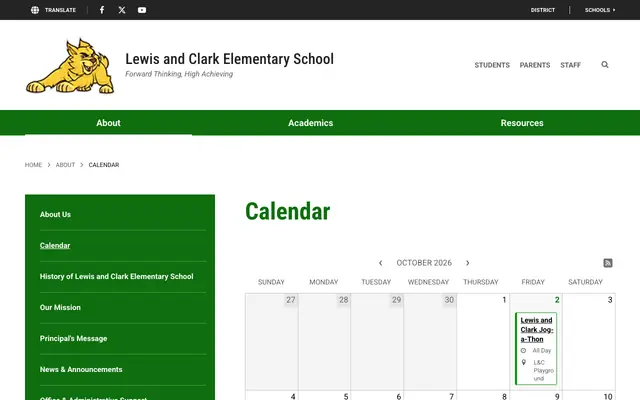 Screenshot of lewisandclark.mcpsmt.org