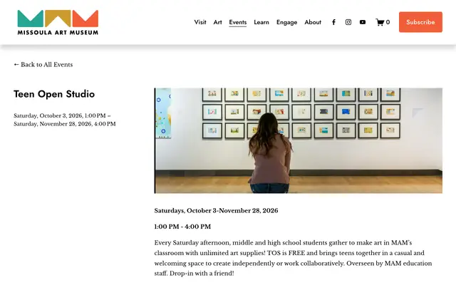 Screenshot of missoulaartmuseum.org