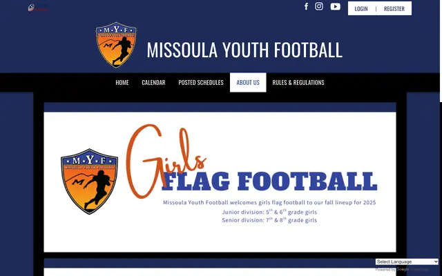 Screenshot of missoulayouthfootball.org