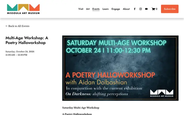 Screenshot of missoulaartmuseum.org