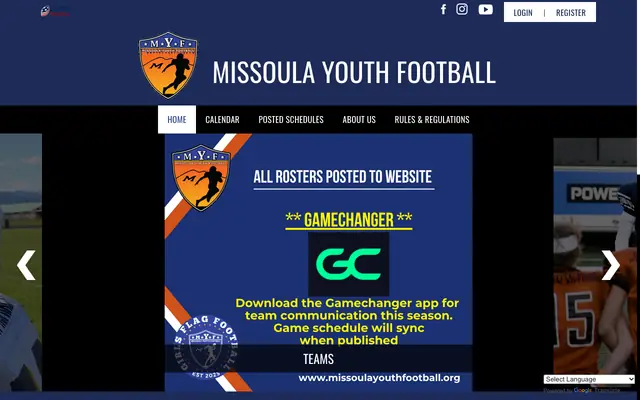 Screenshot of missoulayouthfootball.org