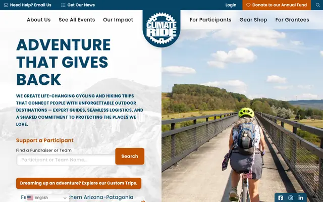 Screenshot of climateride.org