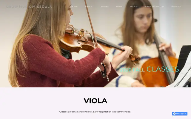 Screenshot of growmusicmissoula.com