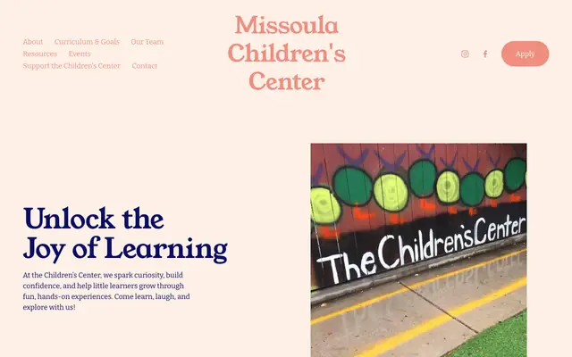 Screenshot of missoulachildrenscenter.squarespace.com