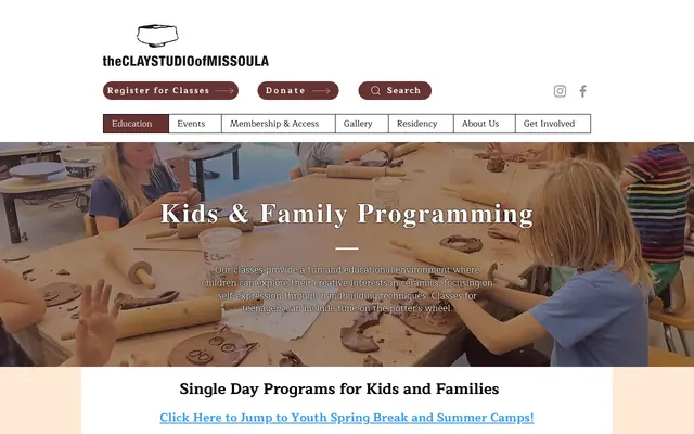 Screenshot of theclaystudioofmissoula.org